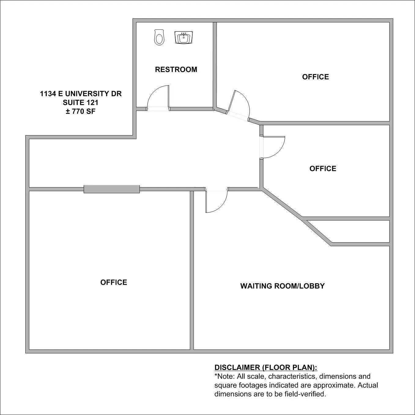 1134 E University Dr, Mesa, AZ for lease Floor Plan- Image 1 of 1