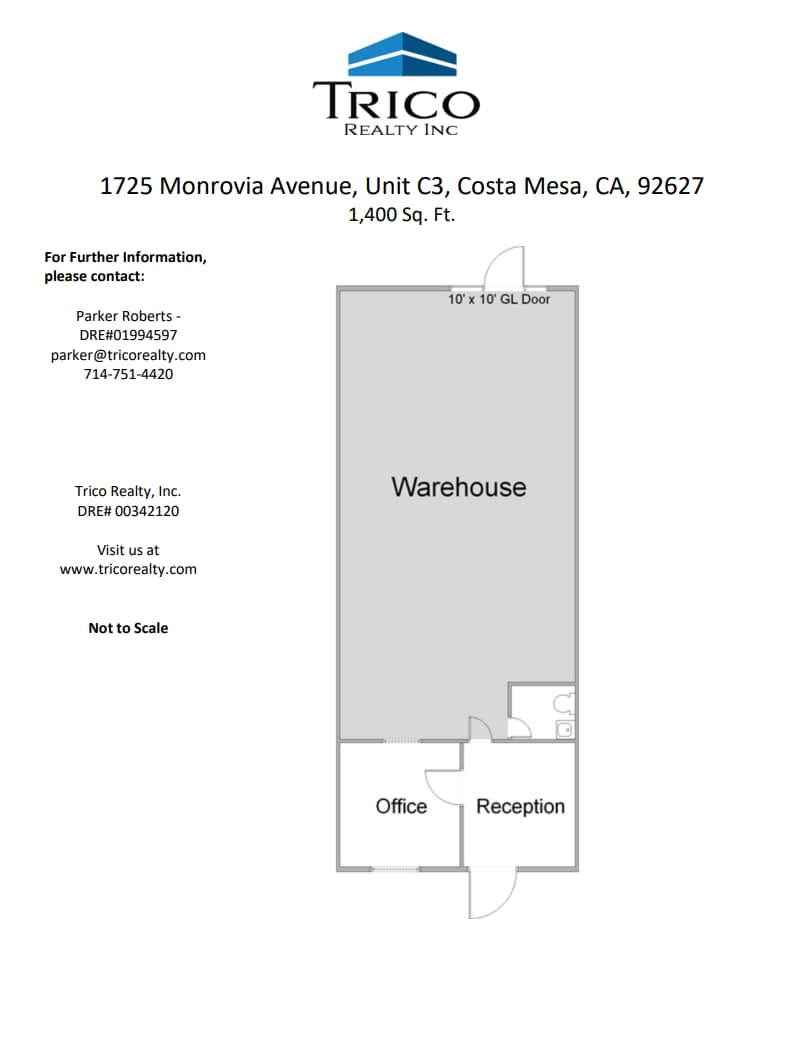 1725 Monrovia Ave, Costa Mesa, CA for lease Floor Plan- Image 1 of 1