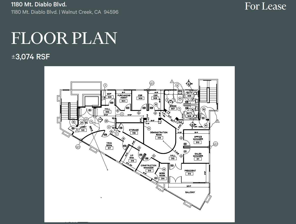 1180 Mt Diablo Blvd, Walnut Creek, CA for lease Floor Plan- Image 1 of 1