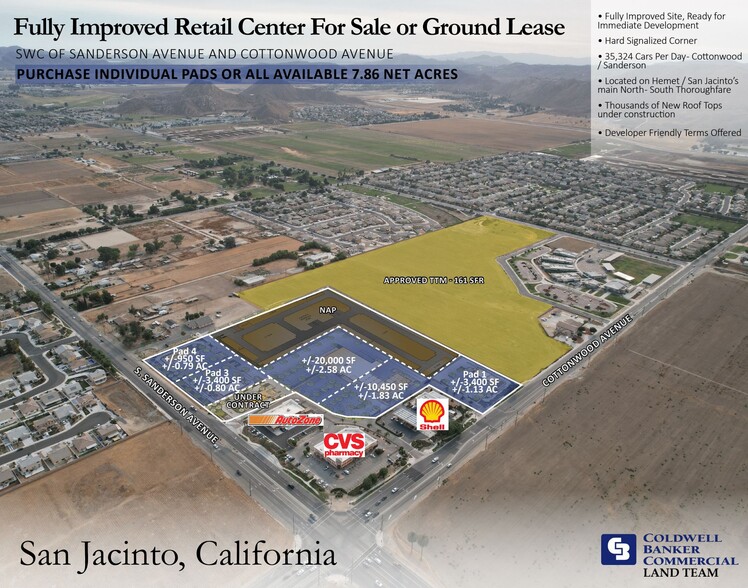 SWC S Sanderson Ave & Cottonwood Ave, San Jacinto, CA for sale - Aerial - Image 1 of 4