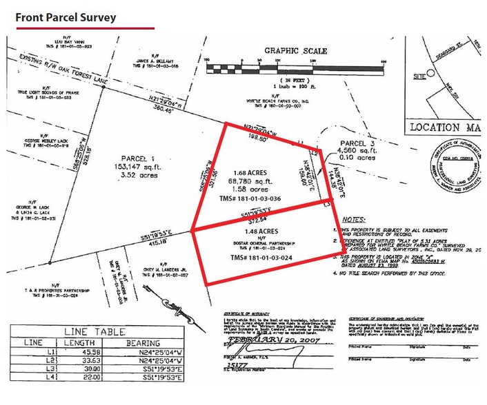 0 Oak Forest Ln, Myrtle Beach, SC for lease - Plat Map - Image 3 of 6