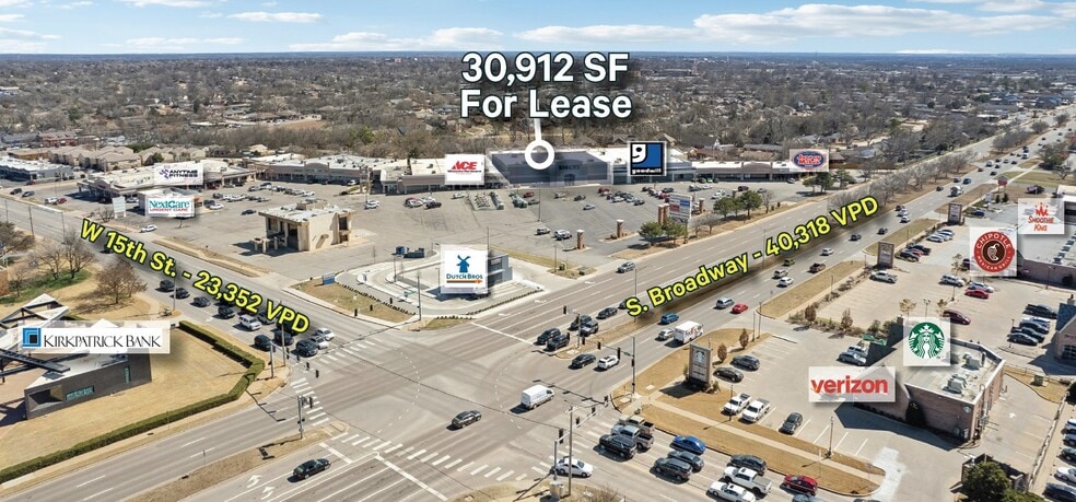 1600-1724 S Broadway Ave, Edmond, OK for lease - Aerial - Image 3 of 3