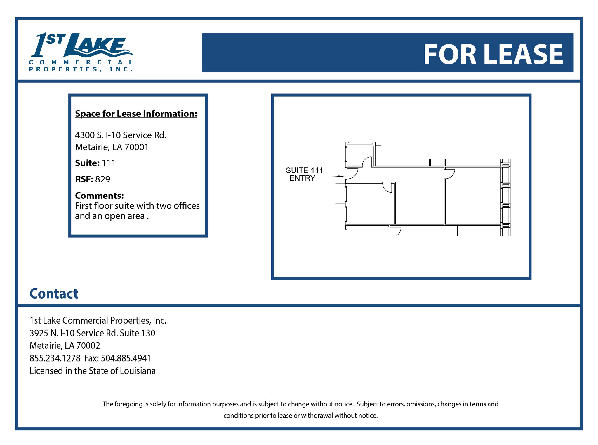 4300 S I-10 Service Rd, Metairie, LA for lease Floor Plan- Image 1 of 6