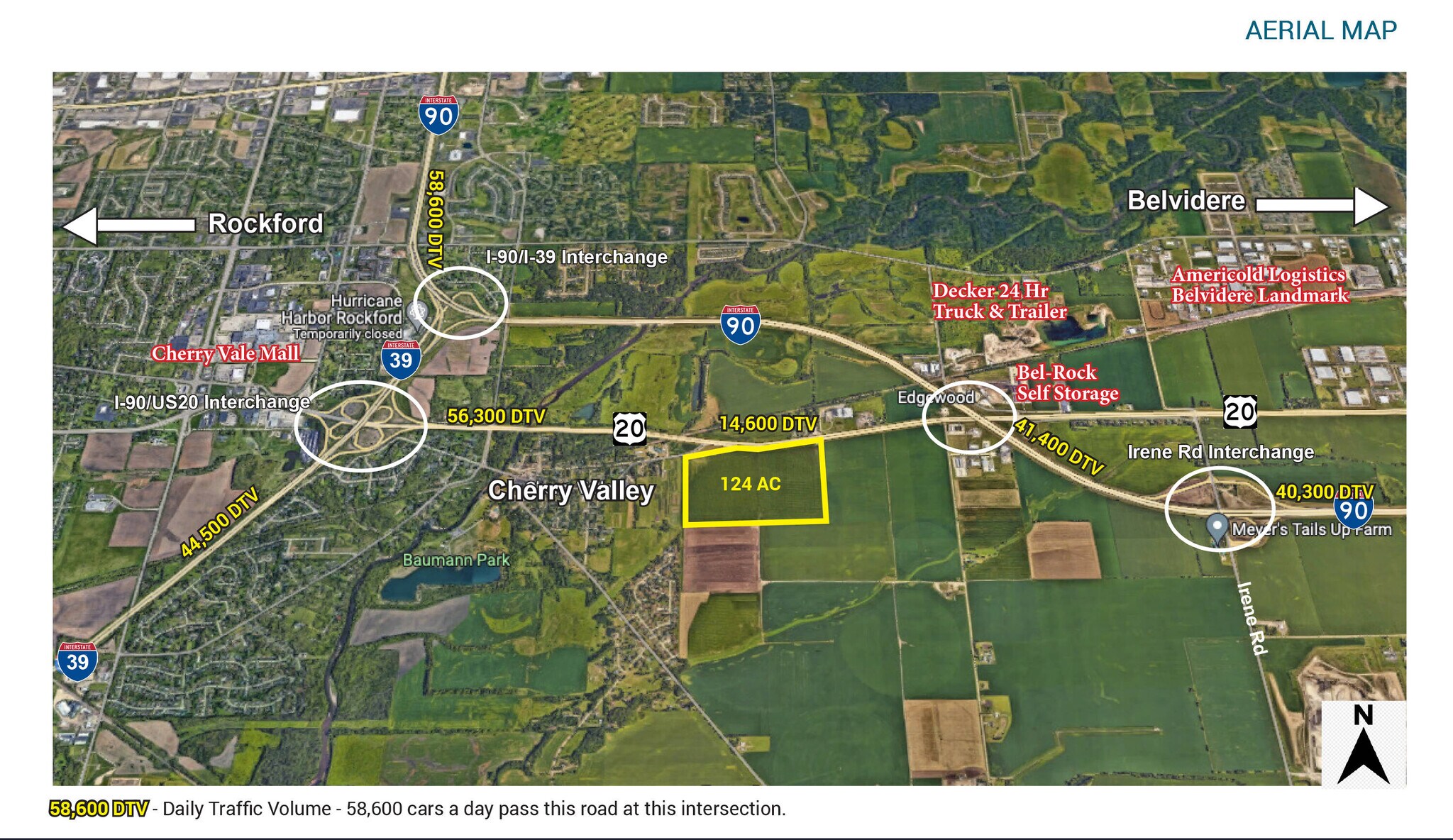 Cherry Valley IL, Zoned for Industrial Use, 124 acres, Cherry Valley, IL for sale Aerial- Image 1 of 1