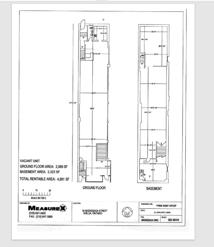 34-36 Mississaga St E, Orillia, ON for lease Floor Plan- Image 1 of 1