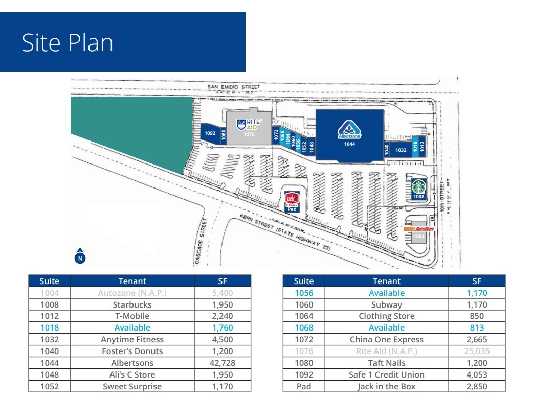 1008-1092 W Kern, Taft, CA for lease Floor Plan- Image 1 of 1