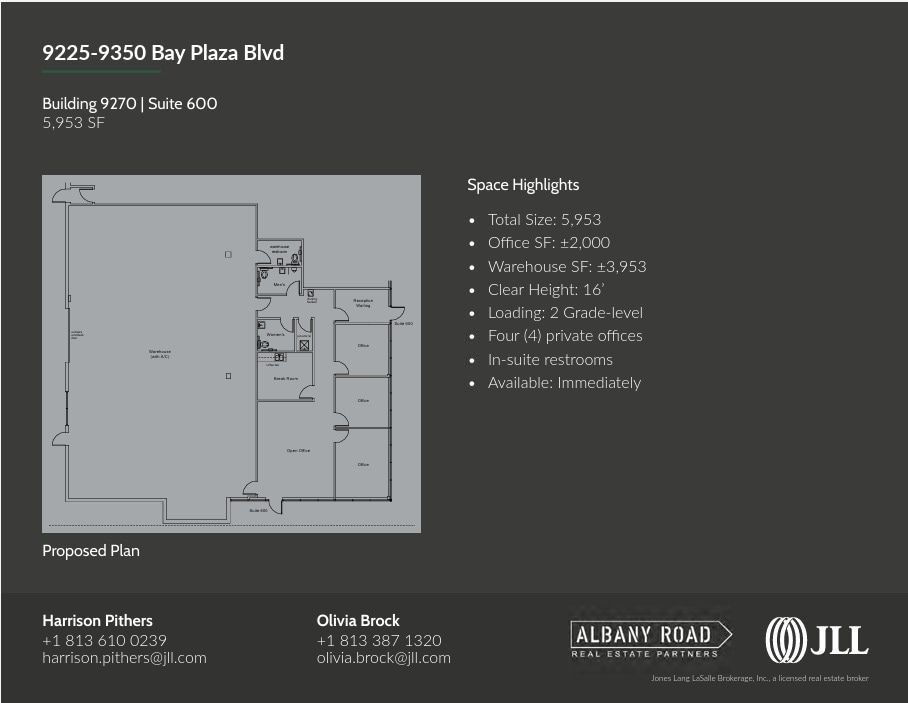 9280 Bay Plaza Blvd, Tampa, FL for lease Floor Plan- Image 1 of 1