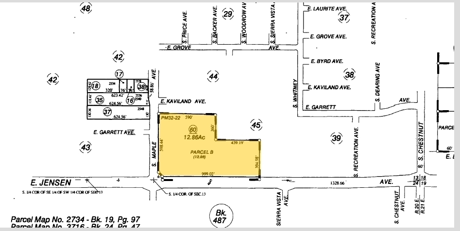 E  Jensen and  S Maple Ave, Fresno, CA for lease - Plat Map - Image 2 of 2