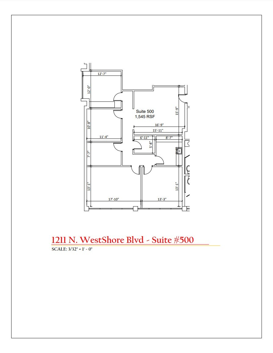 1211 N Westshore Blvd, Tampa, FL for lease Floor Plan- Image 1 of 1