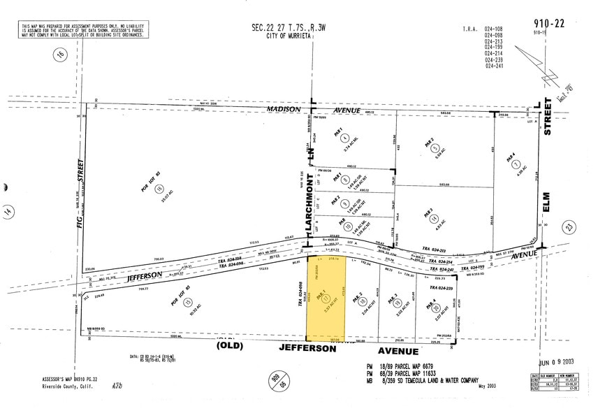 26151 Jefferson Ave, Murrieta, CA for lease - Plat Map - Image 2 of 4