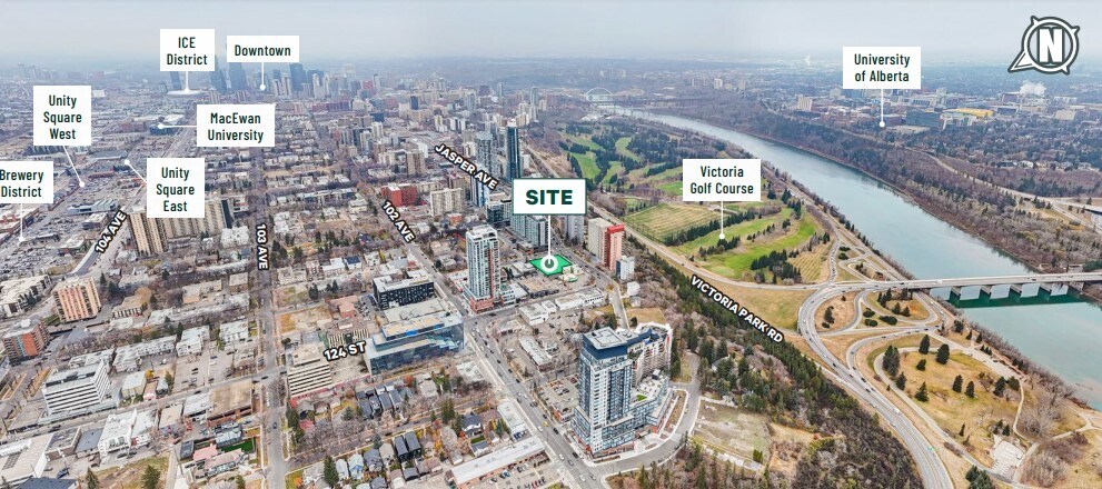 12302 Jasper Av NW, Edmonton, AB for sale Aerial- Image 1 of 2