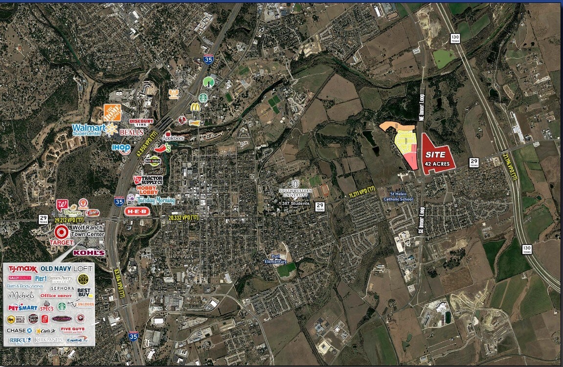 Inner Loop & Hwy 29, Georgetown, TX for sale Aerial- Image 1 of 2