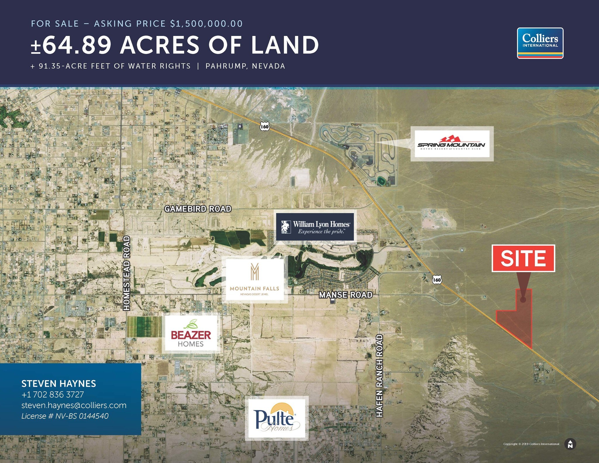 Nevada State Route 160, Pahrump, NV for sale Aerial- Image 1 of 1