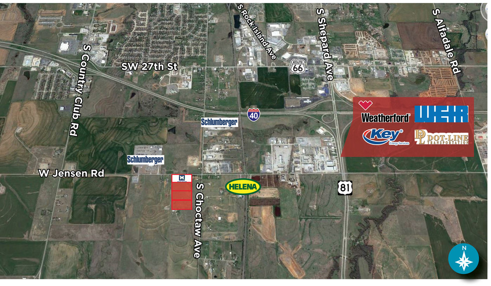 SW/c W Jensen Rd & S Choctaw Ave, El Reno, OK for sale - Aerial - Image 1 of 2