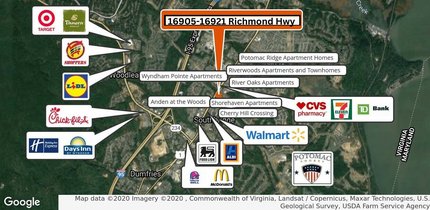 16905 Richmond Hwy, Dumfries, VA - aerial  map view - Image1