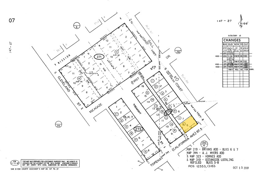 129-133 S Coast Hwy, Oceanside, CA for lease - Plat Map - Image 3 of 16