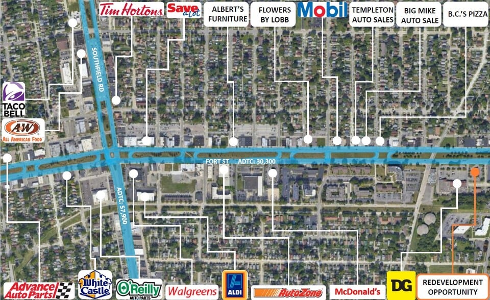 1055 Fort St, Lincoln Park, MI for sale - Aerial - Image 2 of 2