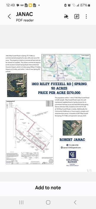 More details for 1803 Riley Fuzzel Rd, Spring, TX - Land for Sale