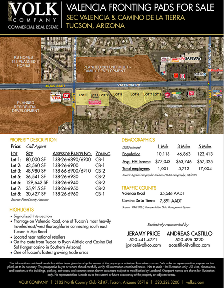 3053 W Valencia, Tucson, AZ for sale - Plat Map - Image 1 of 2