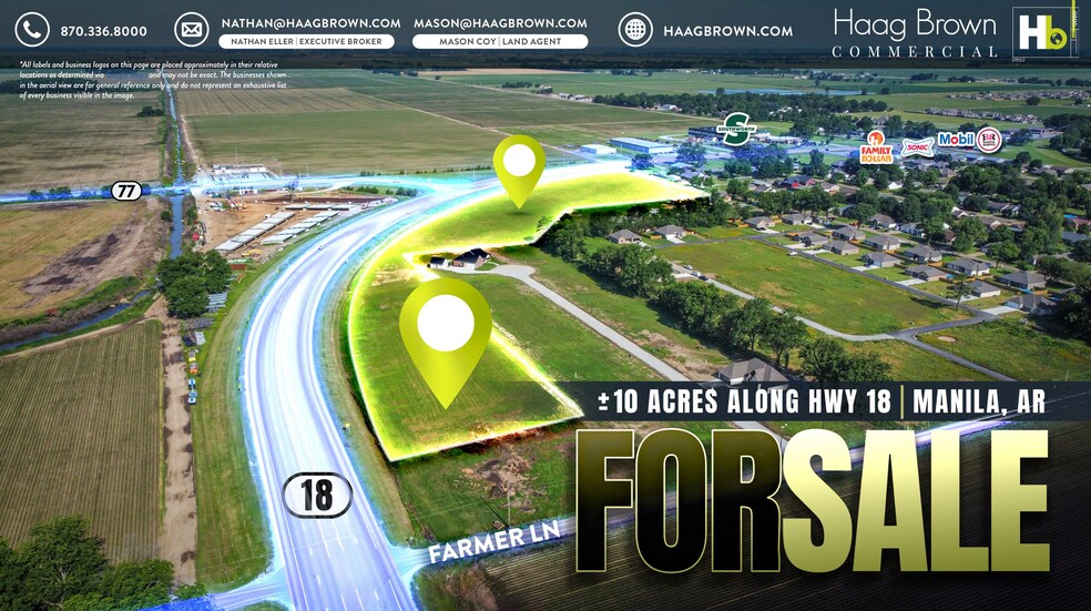 Hwy 18 Intersection of Hwy 18 and 77 Hwy, Manila, AR for sale - Aerial - Image 2 of 5