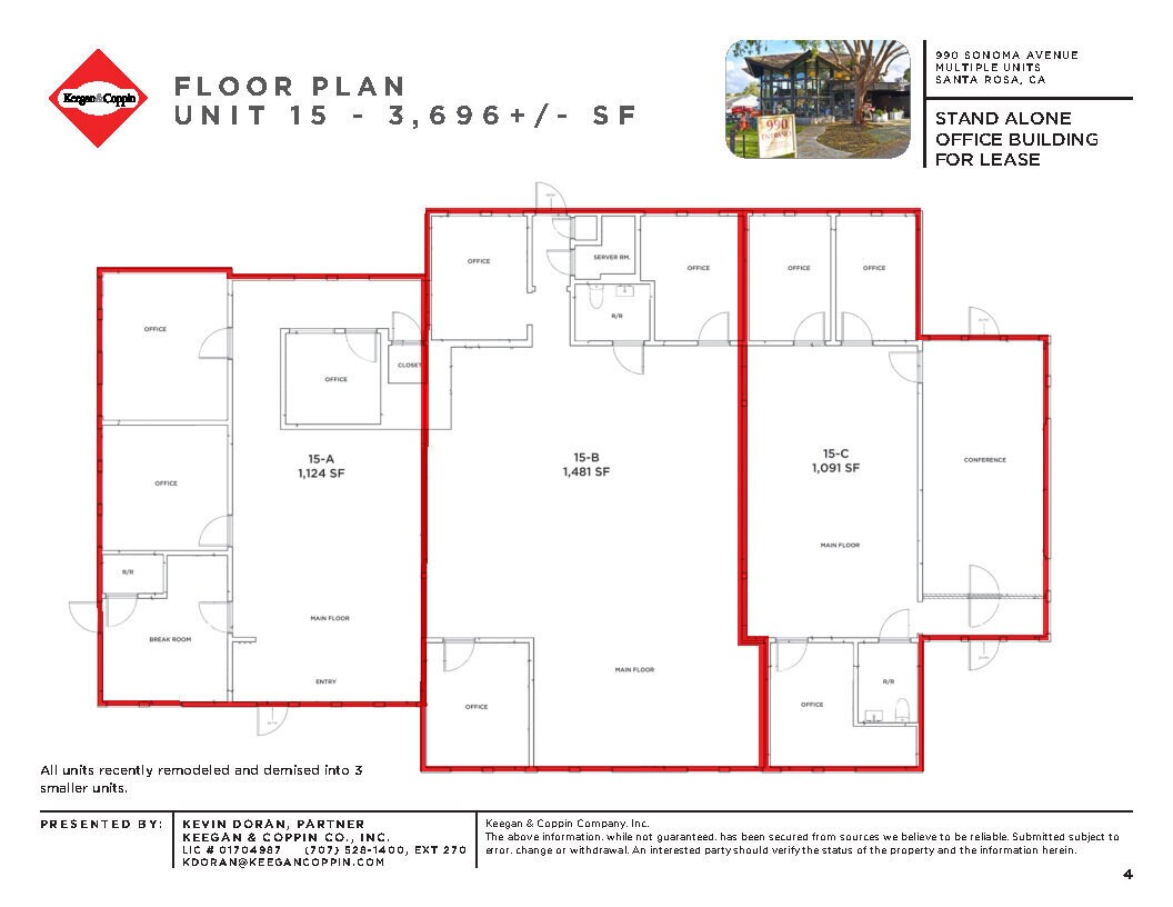 990 Sonoma Ave, Santa Rosa, CA for lease Floor Plan- Image 1 of 1