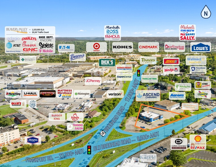 1451 Old Broadhead Rd, Monaca, PA for sale - Aerial - Image 2 of 4