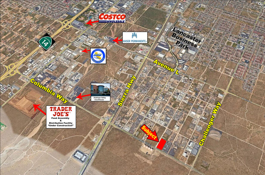 NEC of Columbia Way and 6th St East, Lancaster, CA for lease - Aerial - Image 2 of 3