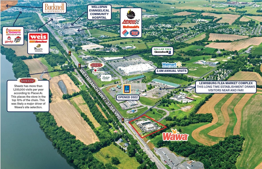 8601 Westbranch Hwy, Lewisburg, PA for sale - Aerial - Image 2 of 2