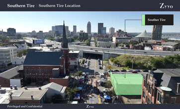 601 E Market St, Louisville, KY - aerial  map view