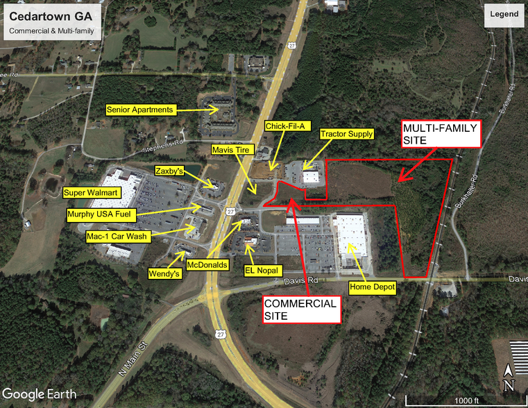 Rome Highway-US 27 and Davis Road, Cedartown, GA for sale - Aerial - Image 1 of 3