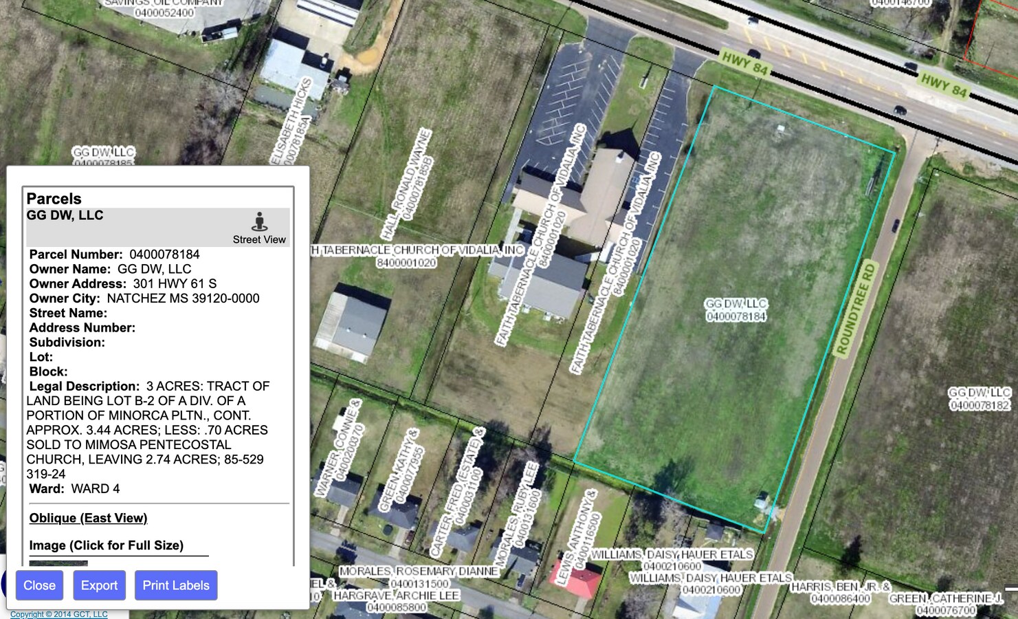 Highway 84, Vidalia, LA 71373 West Corner of Roundtree Rd and Hwy 84