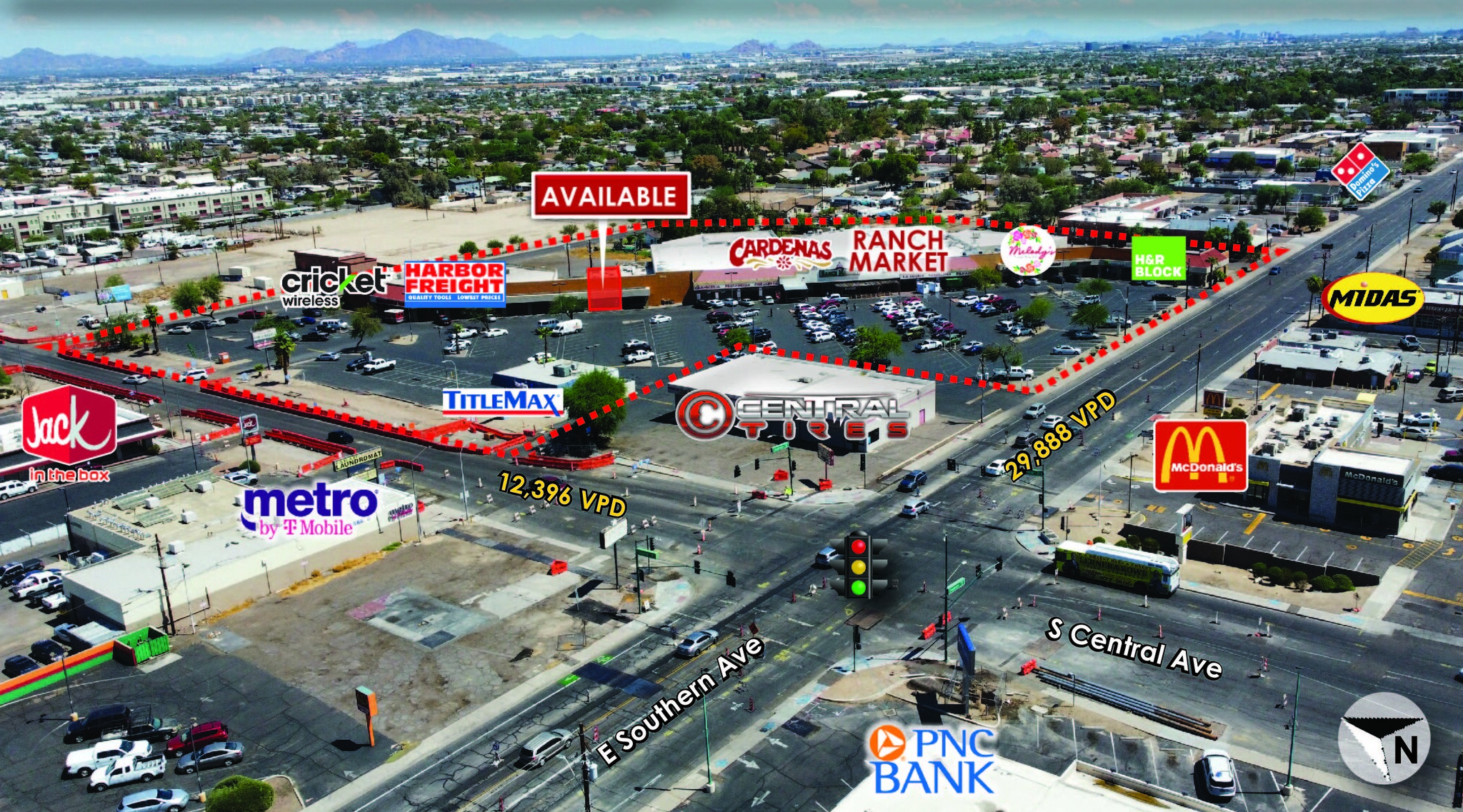 5819 S Central Ave, Phoenix, AZ for lease Aerial- Image 1 of 3