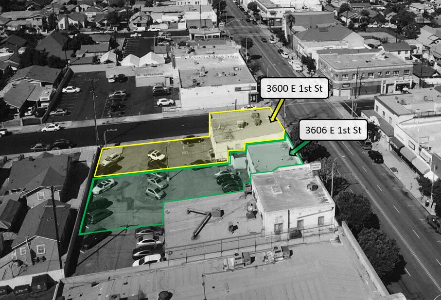 3600-3606 E 1st St portfolio of 2 properties for sale on LoopNet.com Aerial- Image 1 of 9