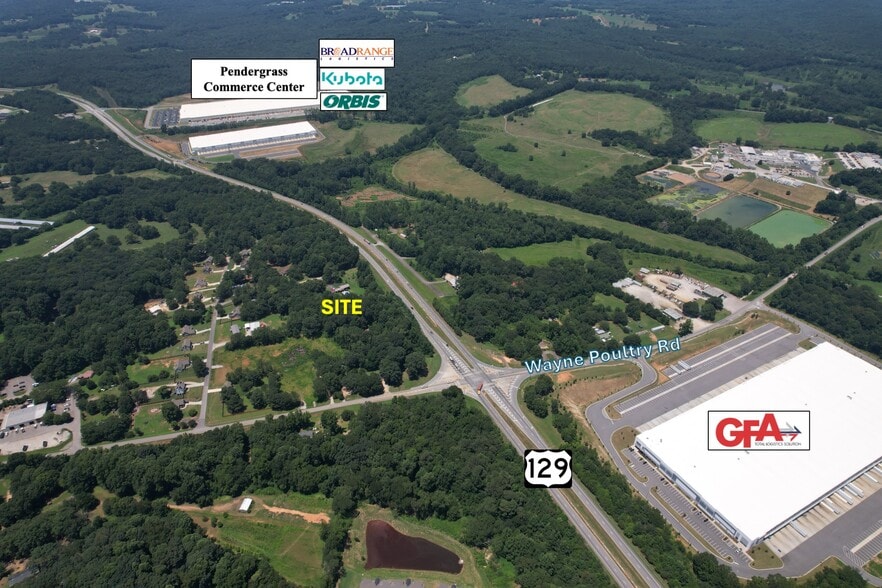 0 Highway 129 N & Wayne Poultry Road, Pendergrass, GA for sale - Aerial - Image 3 of 16