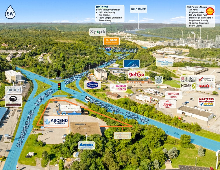 1451 Old Broadhead Rd, Monaca, PA for sale - Aerial - Image 3 of 4