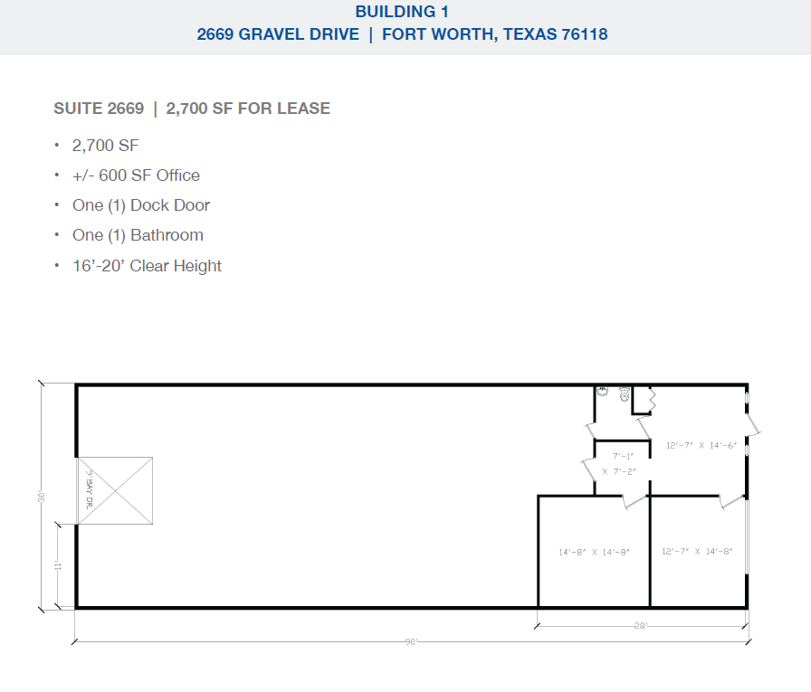 2501-2519 Gravel Dr, Fort Worth, TX for lease Floor Plan- Image 1 of 1