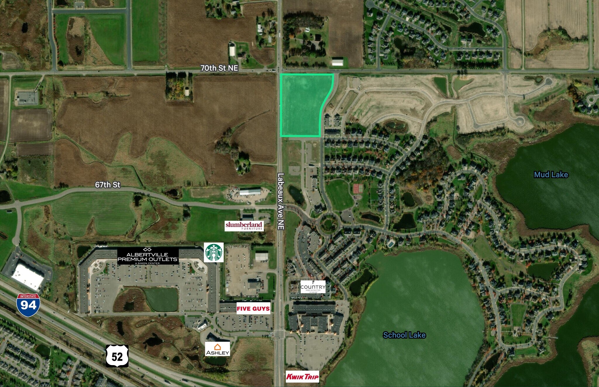 70th St NE, Albertville, MN for sale Aerial- Image 1 of 3