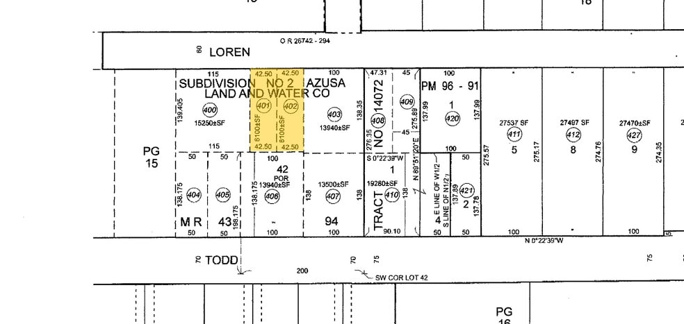 803-809 N Loren Ave, Azusa, CA for sale - Plat Map - Image 2 of 2