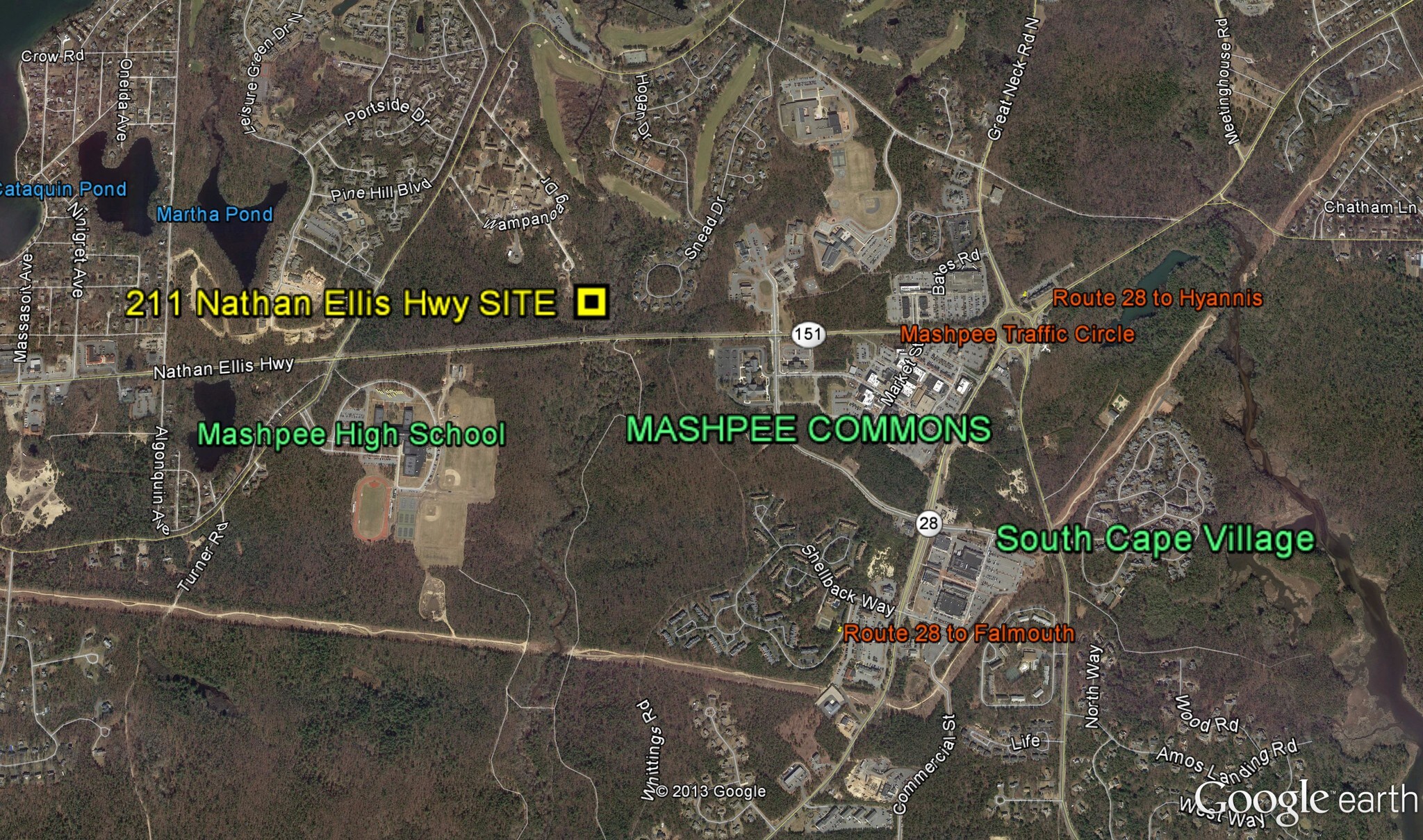 211 Nathan Ellis Hwy, Mashpee, MA for sale Aerial- Image 1 of 1