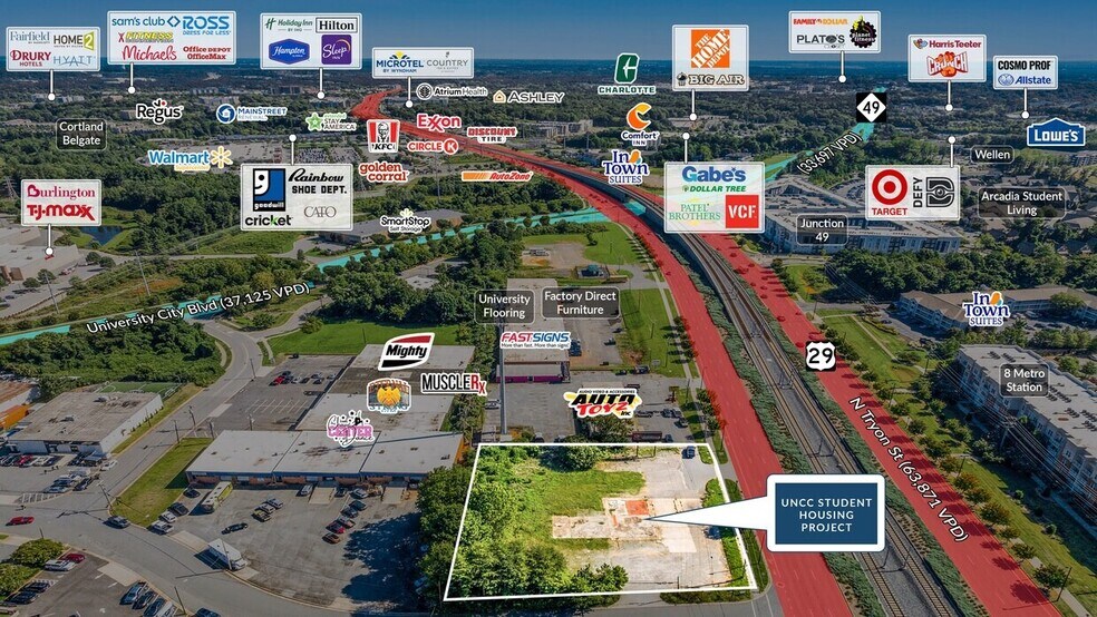 7305 N Tryon St, Charlotte, NC for sale - Aerial - Image 2 of 7