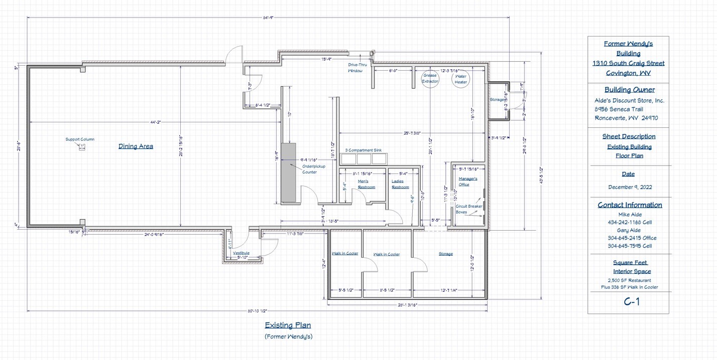 1310 S Craig Ave, Covington, VA for lease Floor Plan- Image 1 of 1