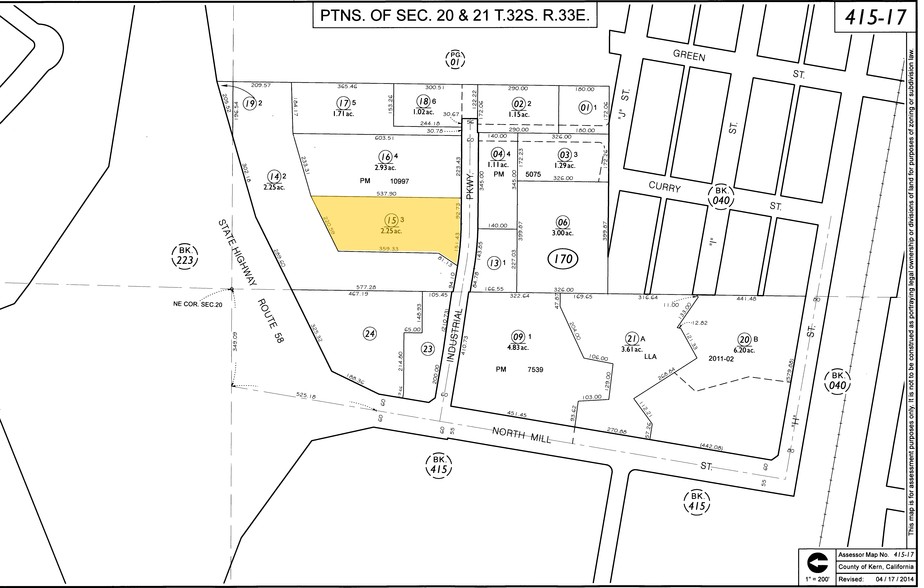 325 N Industrial Pky, Tehachapi, CA for sale - Plat Map - Image 1 of 1