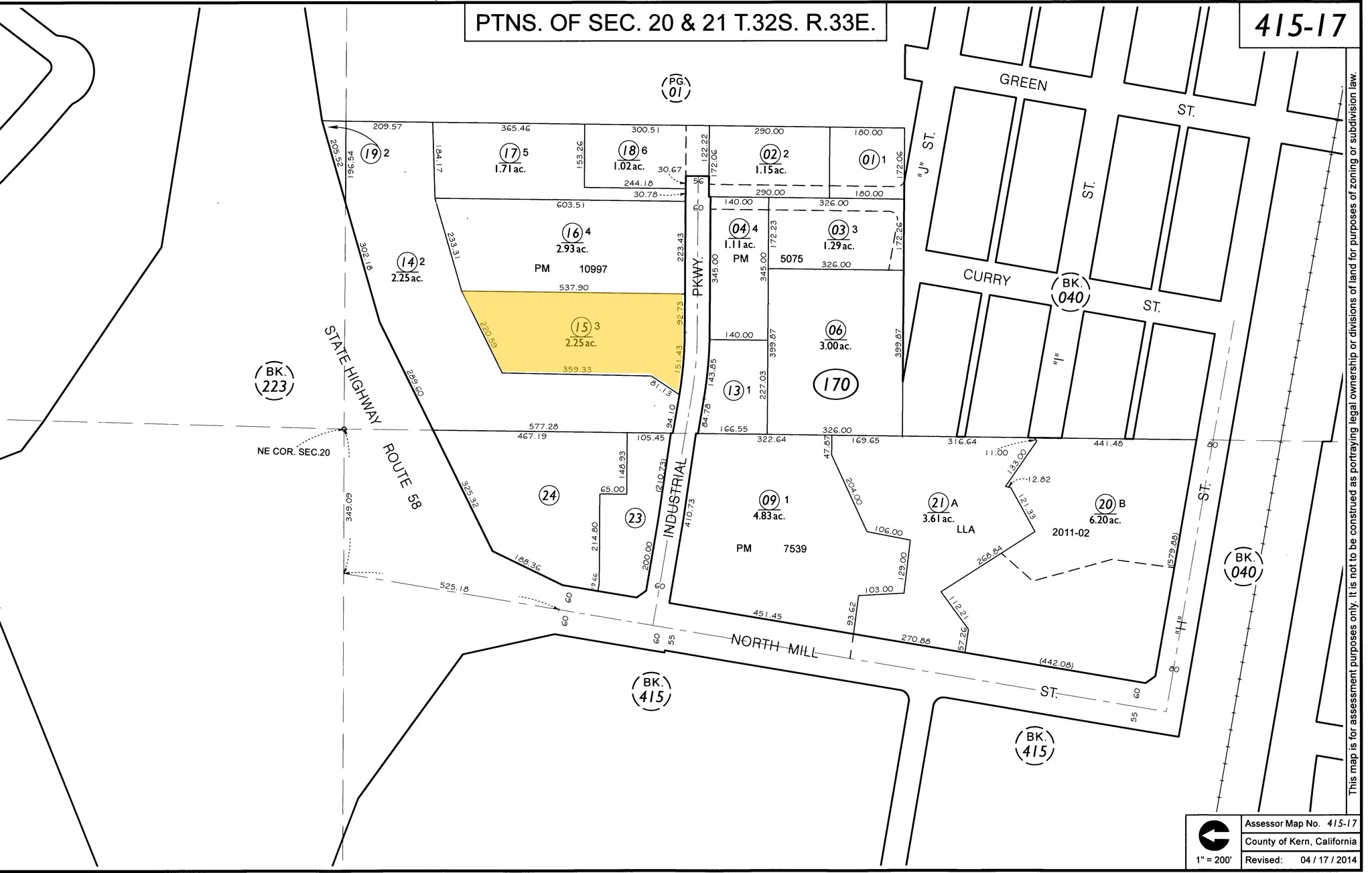 325 N Industrial Pky, Tehachapi, CA for sale Plat Map- Image 1 of 1