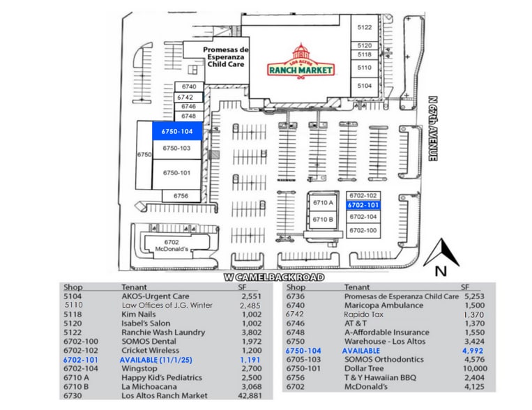 6730 W Camelback Rd, Glendale, AZ for lease - Site Plan - Image 2 of 4