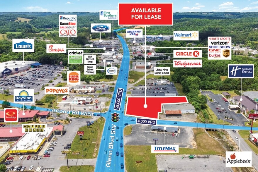 1503 Glenn Blvd SW, Fort Payne, AL for lease - Aerial - Image 2 of 4