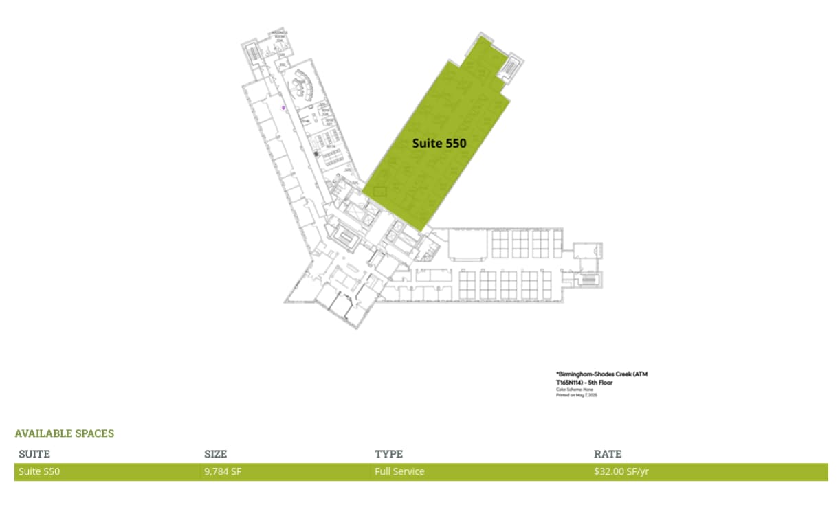 800 Shades Creek Pkwy, Birmingham, AL for lease Floor Plan- Image 1 of 1