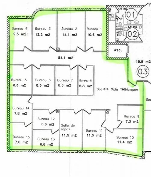 Office in Lyon for lease - Floor Plan - Image 2 of 2