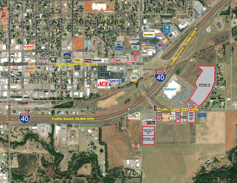 1200-1500 E Eagle Rd, Weatherford, OK for lease - Aerial - Image 1 of 1