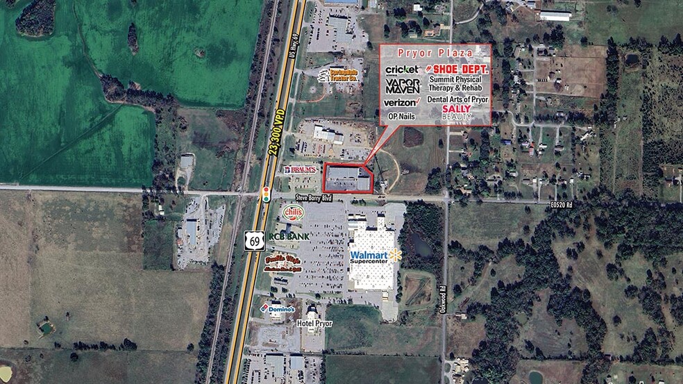 NEQ Highway 69 & Steve Barry Boulevard, Pryor, OK for lease - Aerial - Image 2 of 2