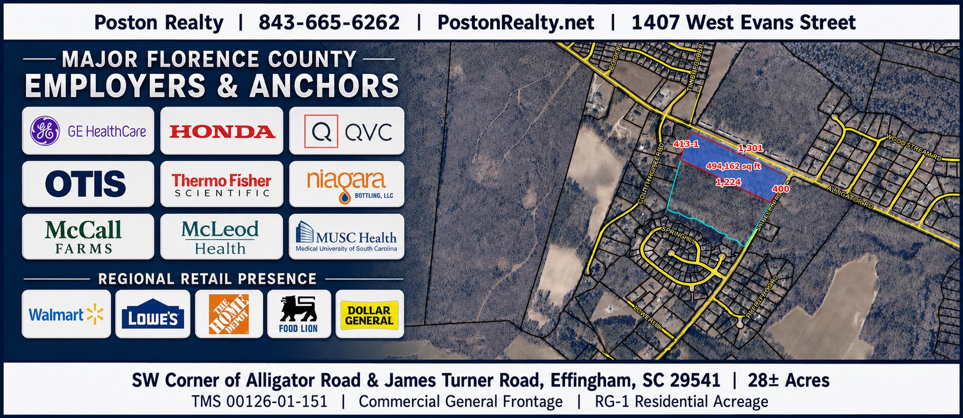 SW Alligator Rd, Effingham, SC for lease Aerial- Image 1 of 9